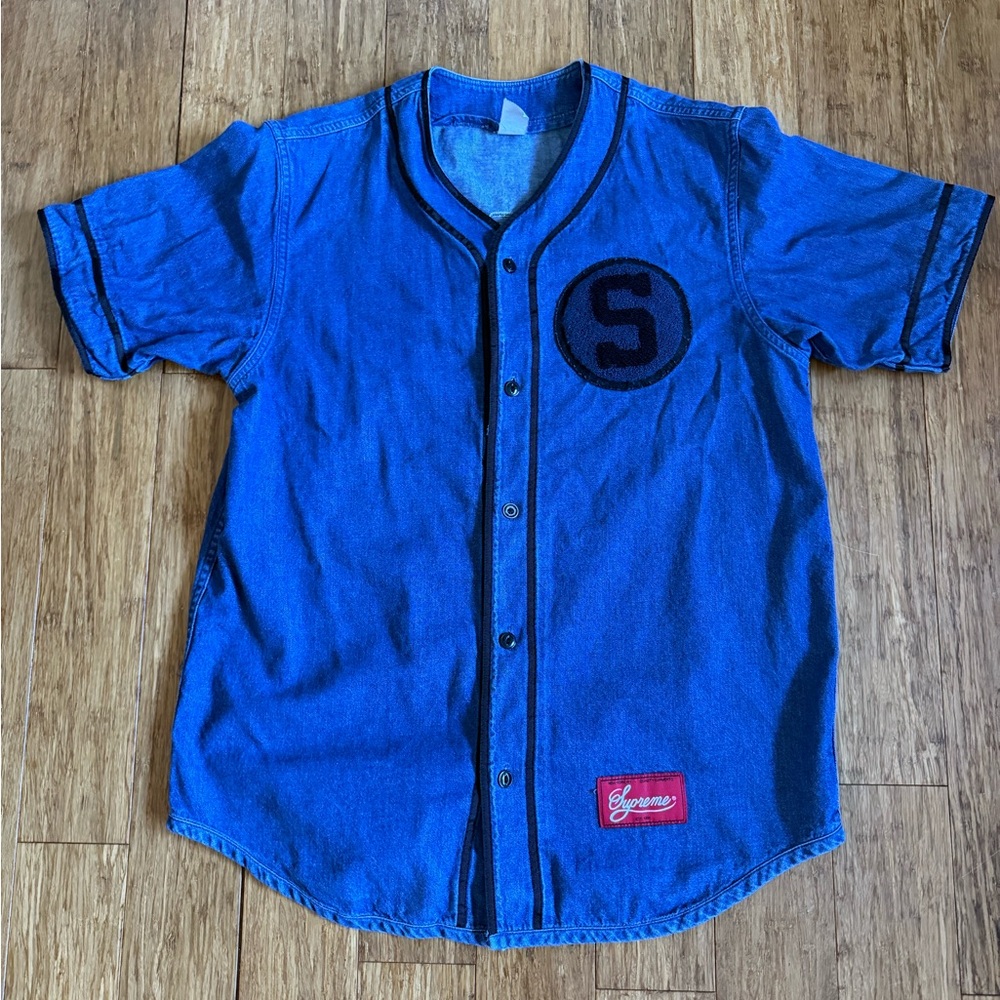 Supreme Patches Denim Jersey Mens Medium